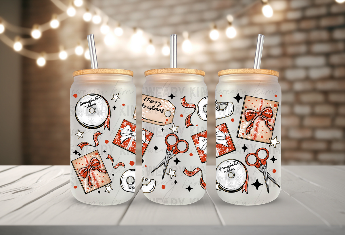 Gift Wrapping UV Dtf 16oz glass can wrap