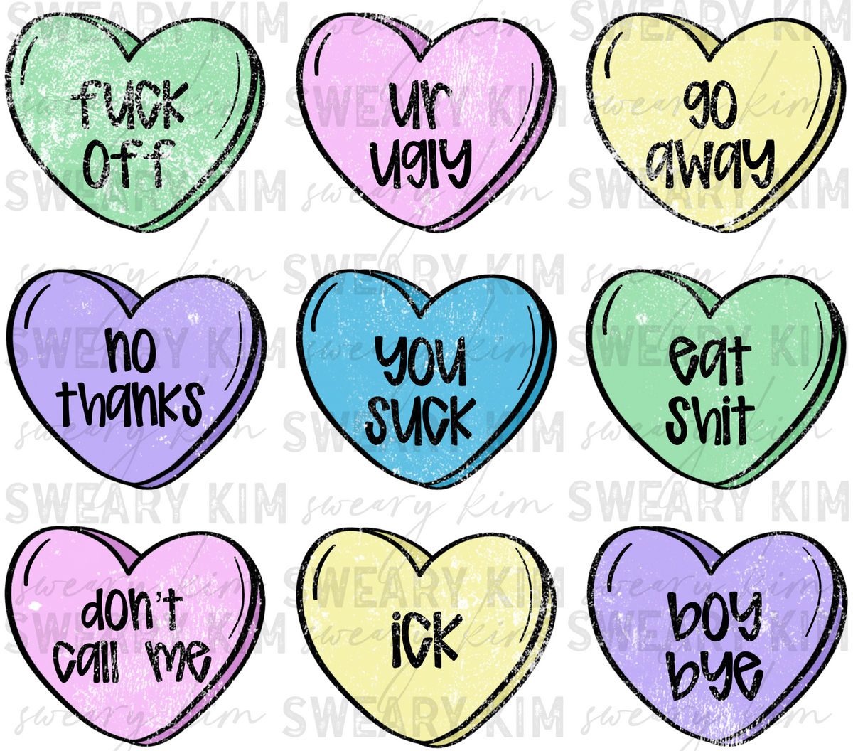 Sassy Convo Hearts UV Dtf Element Sheet