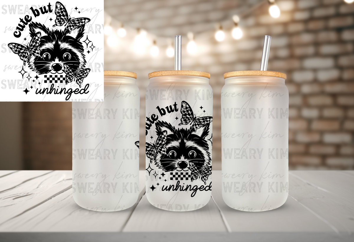 Cute But Unhinged Raccoon UV Dtf Decal