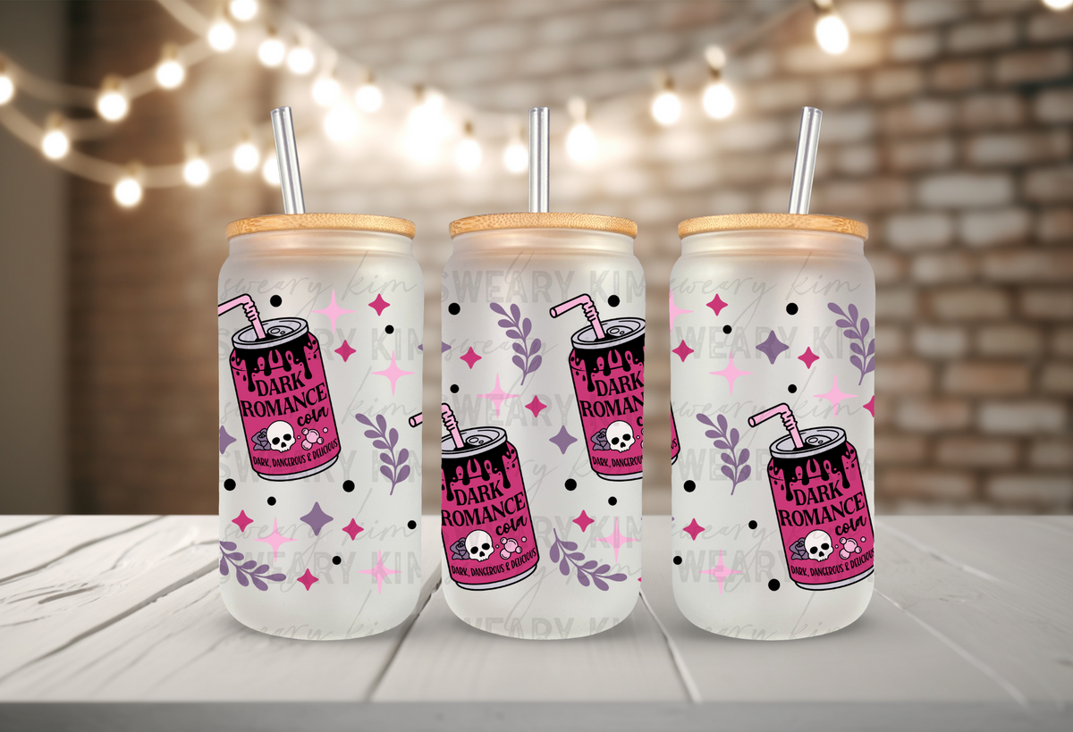 Dark Romance Cola Pop Can UV Dtf 16oz glass can wrap