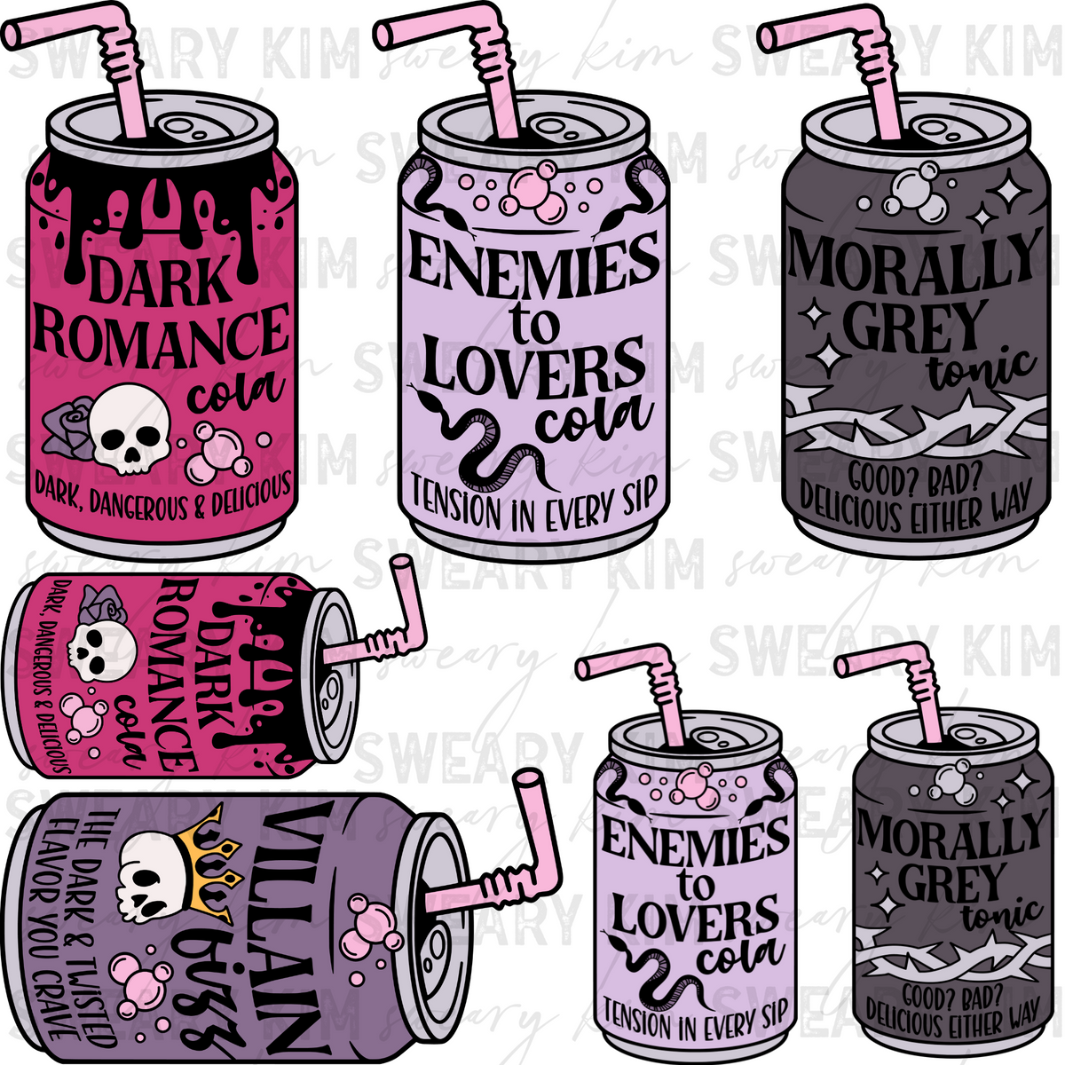 Dark Romance Pop Can Decals UV Dtf Element Sheet