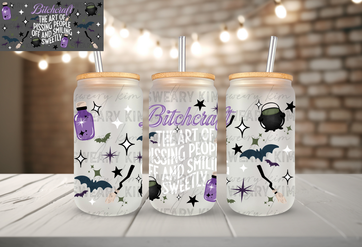 Exclusive Bitchcraft UV Dtf 16oz glass can wrap