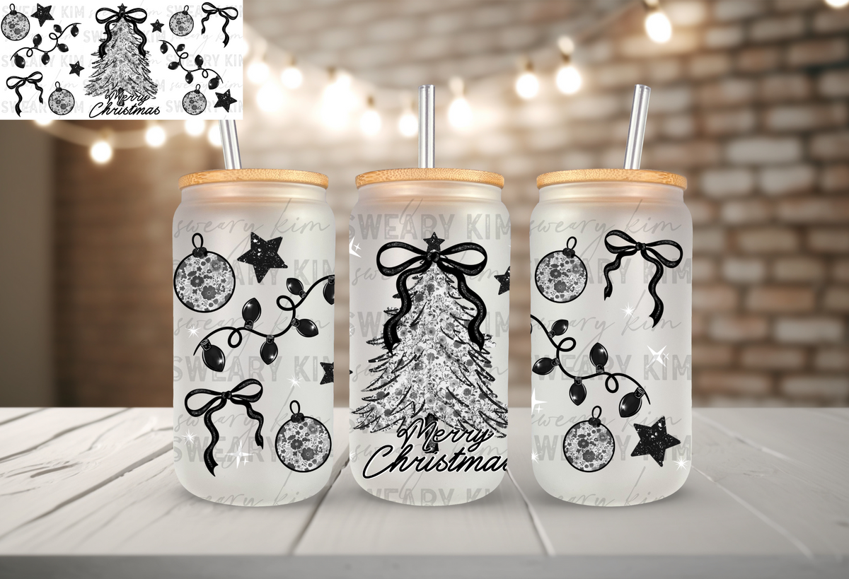 Exclusive Patterned Tree UV Dtf 16oz glass can wrap