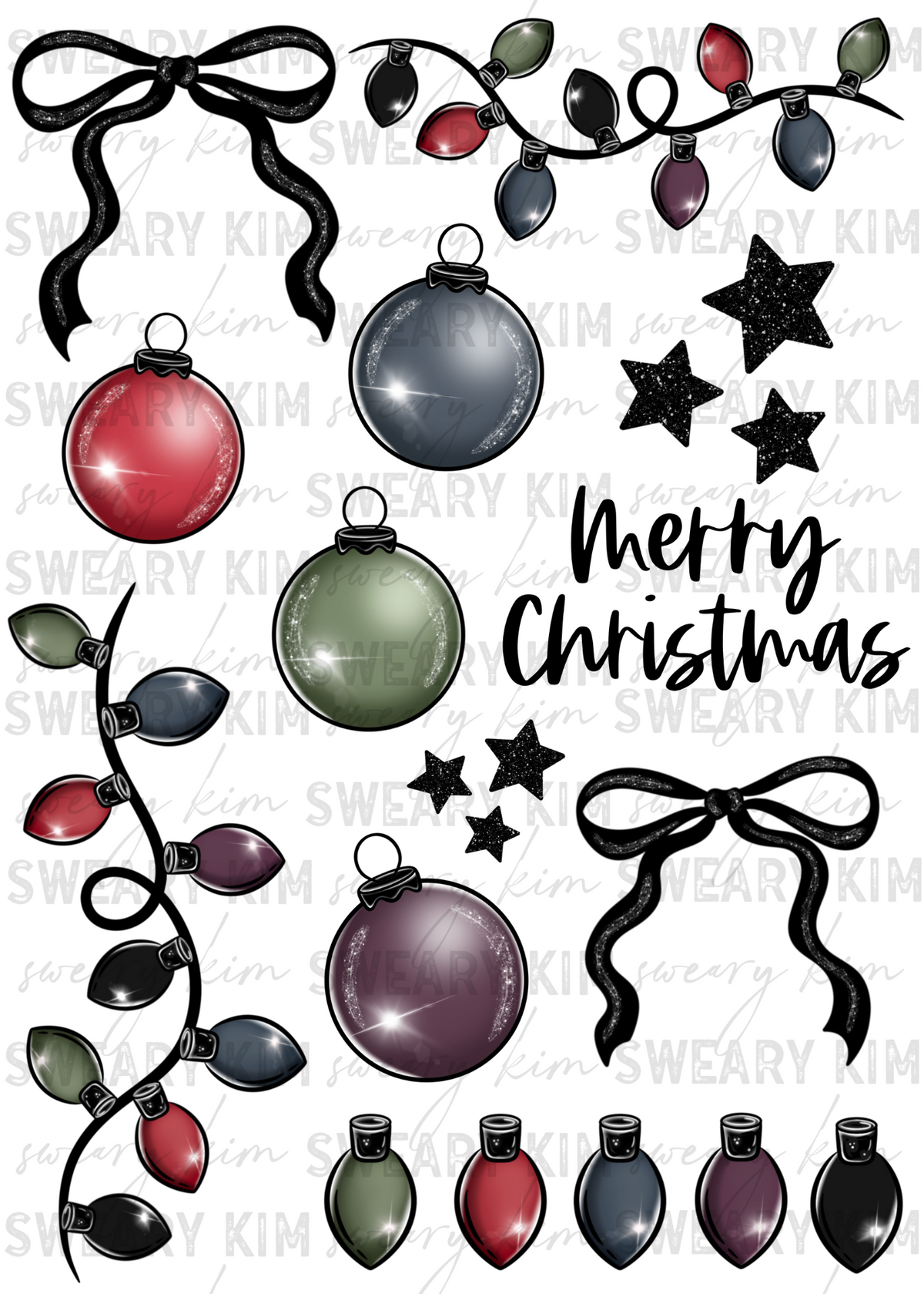 Exclusive Ornaments & Bows UV Dtf Element Sheet