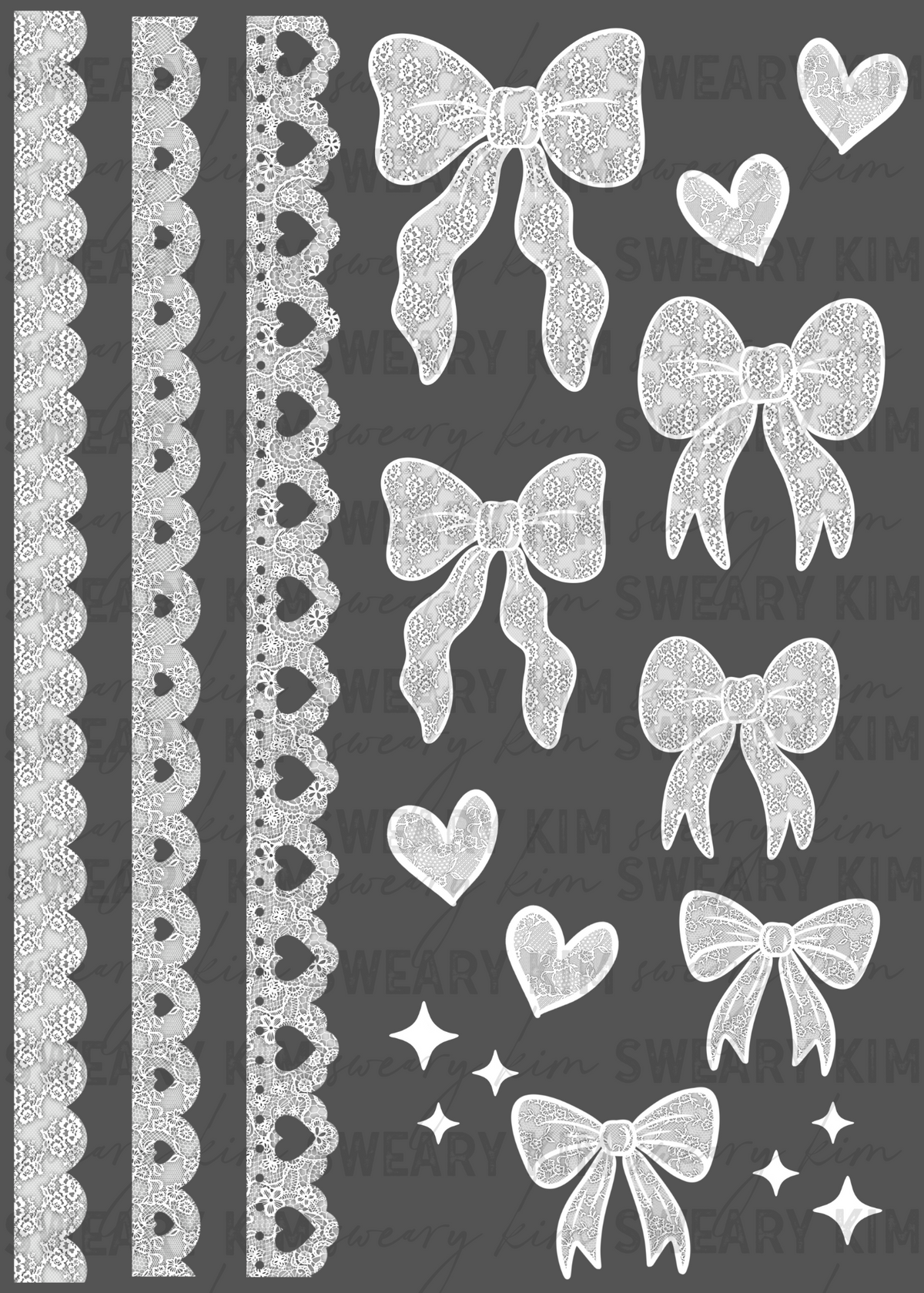 Exclusive Lace Bows & Borders UV Dtf Element Sheet