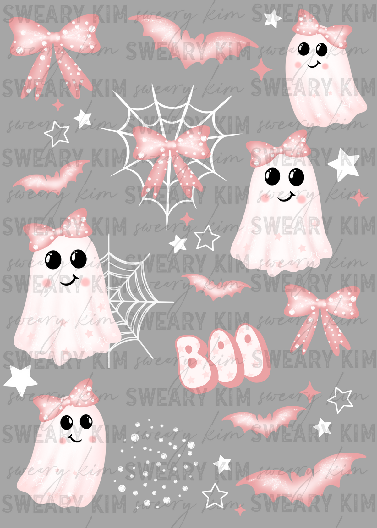 Exclusive Pink Ghosties UV Dtf Element Sheet