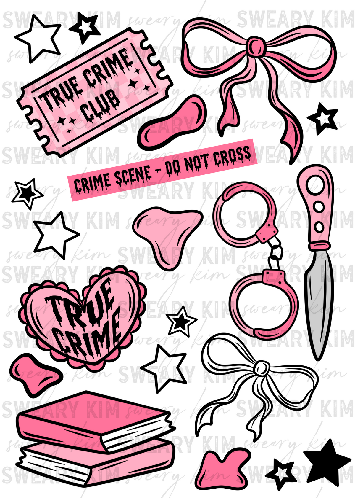 Exclusive Dainty True Crime UV Dtf Element Sheet