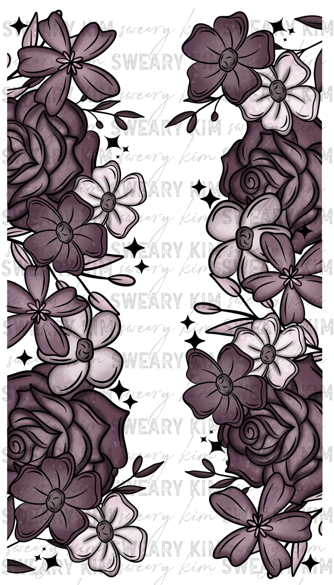 Exclusive Deep Purple Floral Borders UV Dtf Element Sheet