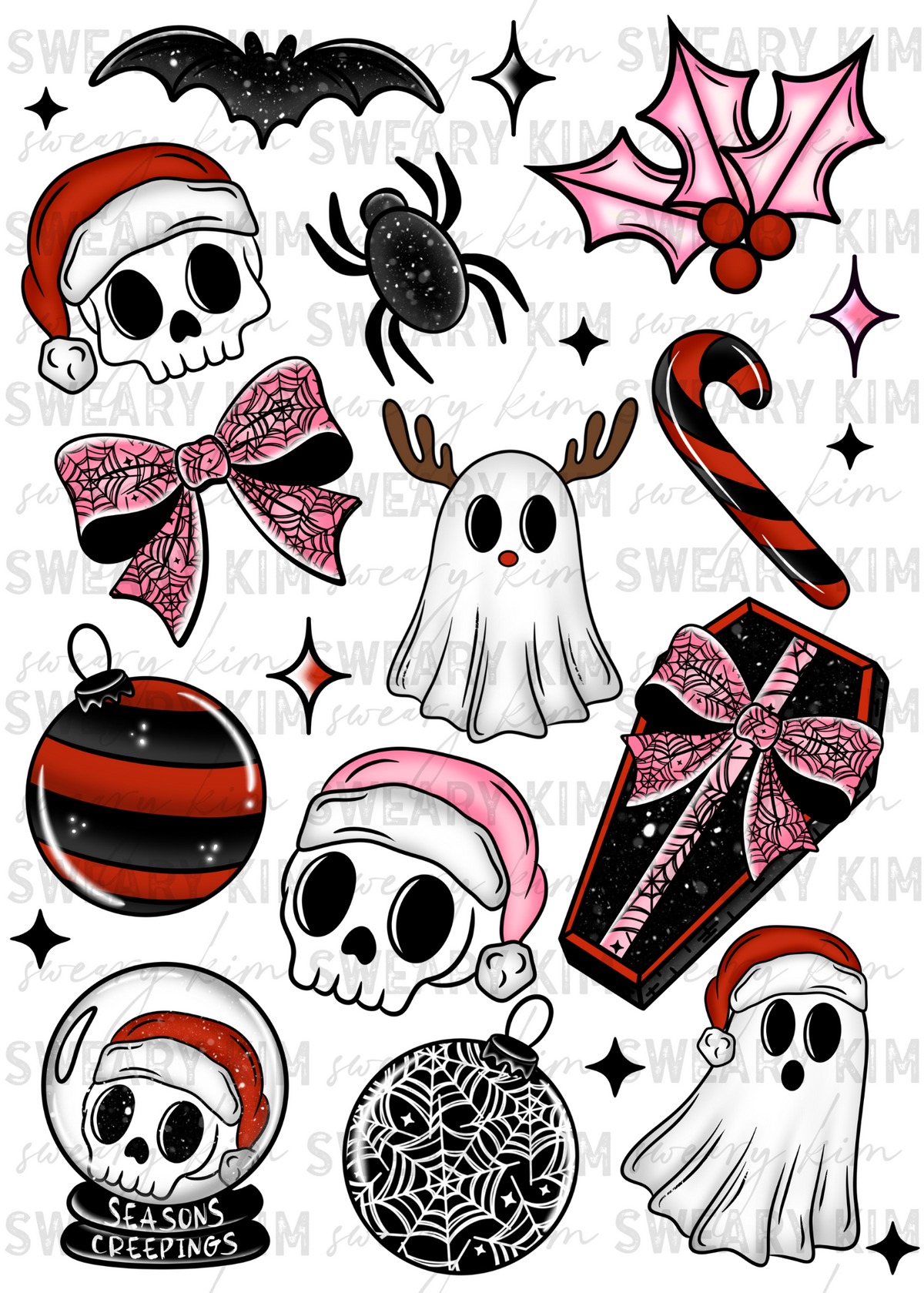Exclusive Creepy Christmas UV Dtf Element Sheet