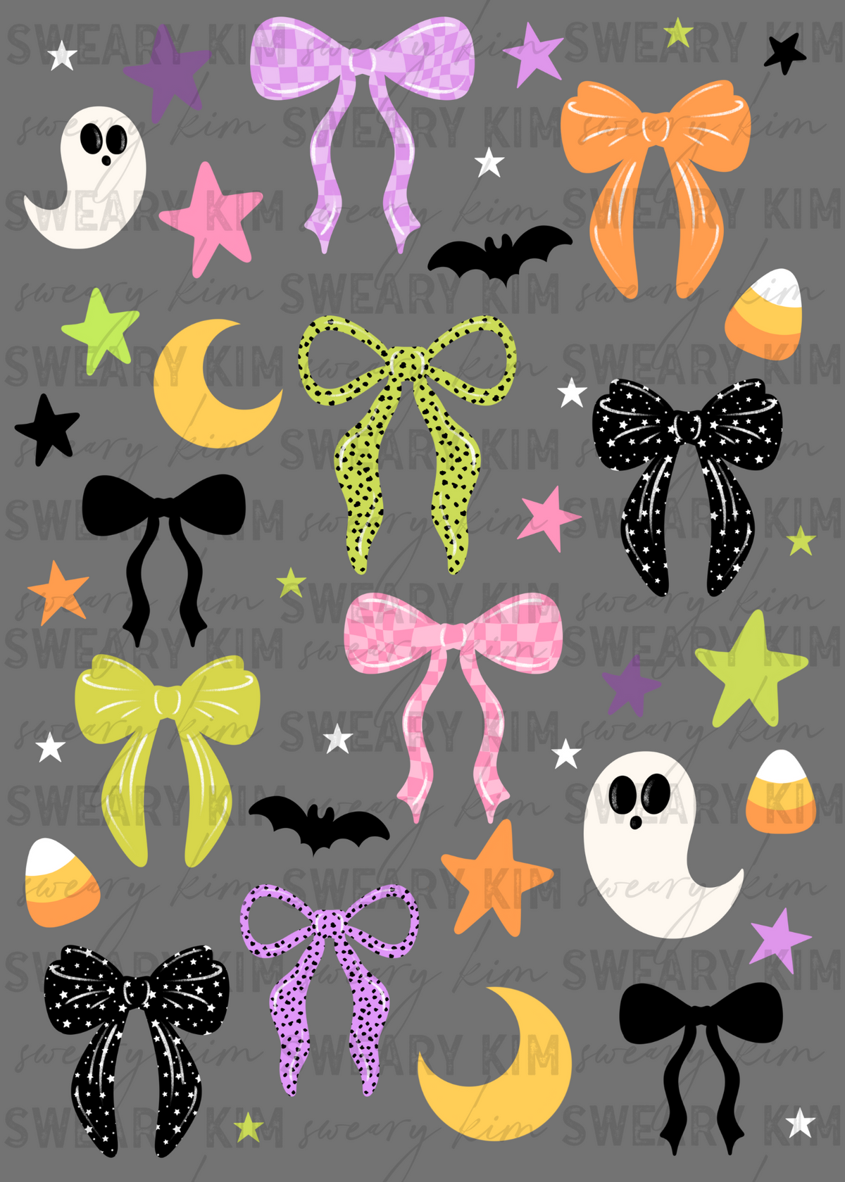 Exclusive Spooky Bows & Ghosts UV Dtf Element Sheet