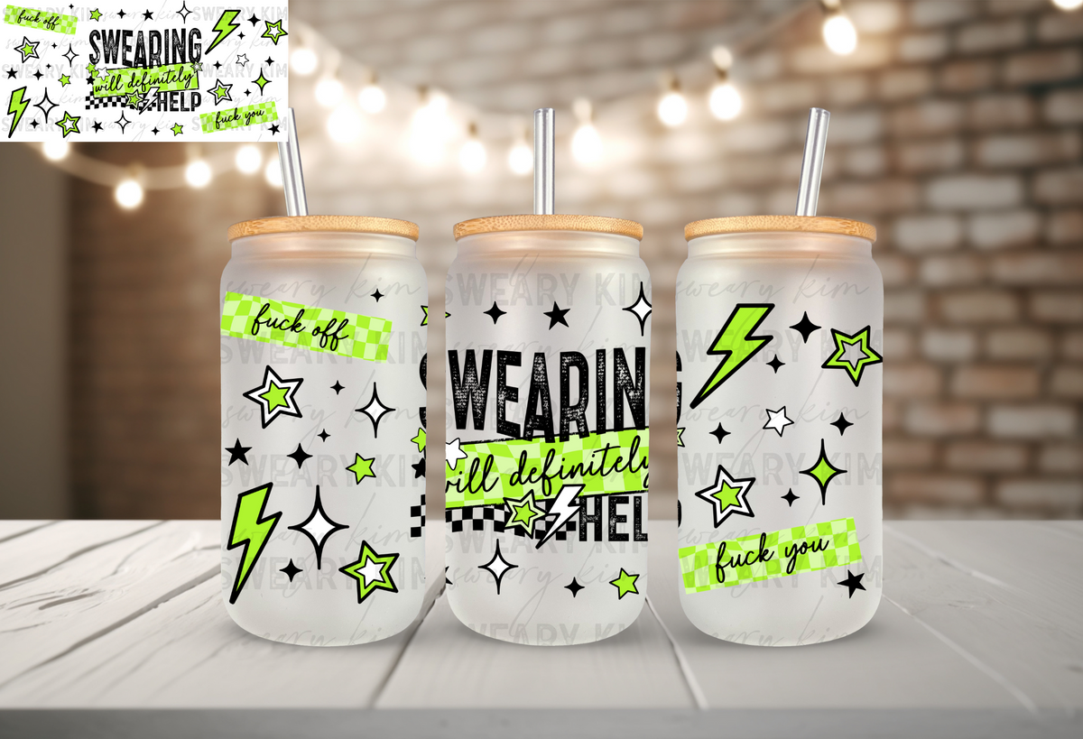 Exclusive Swearing Will Help UV Dtf 16oz glass can wrap