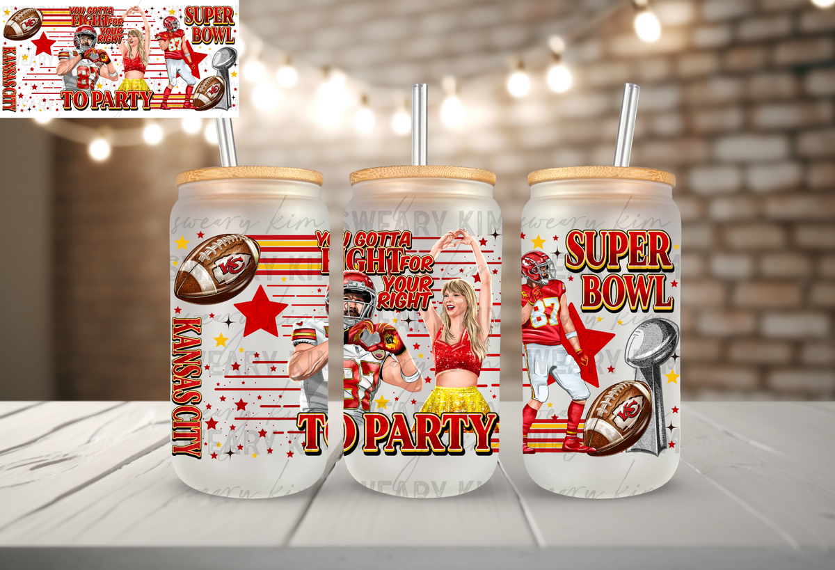 Fight For Your Right To Party UV Dtf 16oz glass can wrap