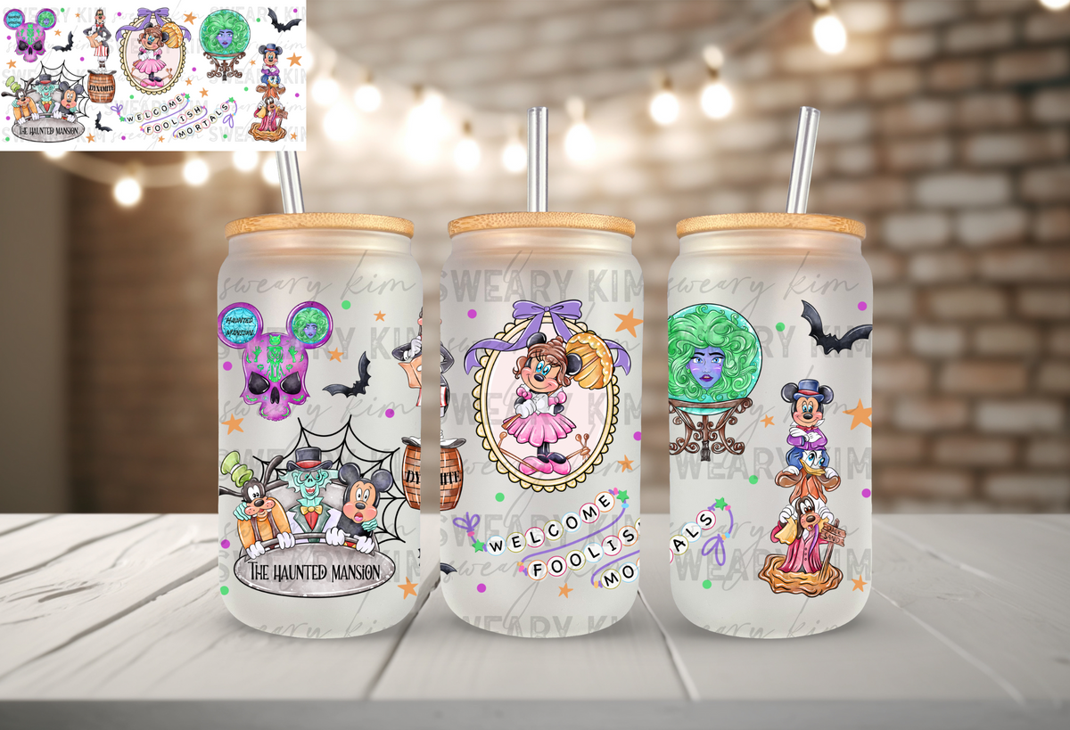 Foolish Mortals UV Dtf 16oz glass can wrap
