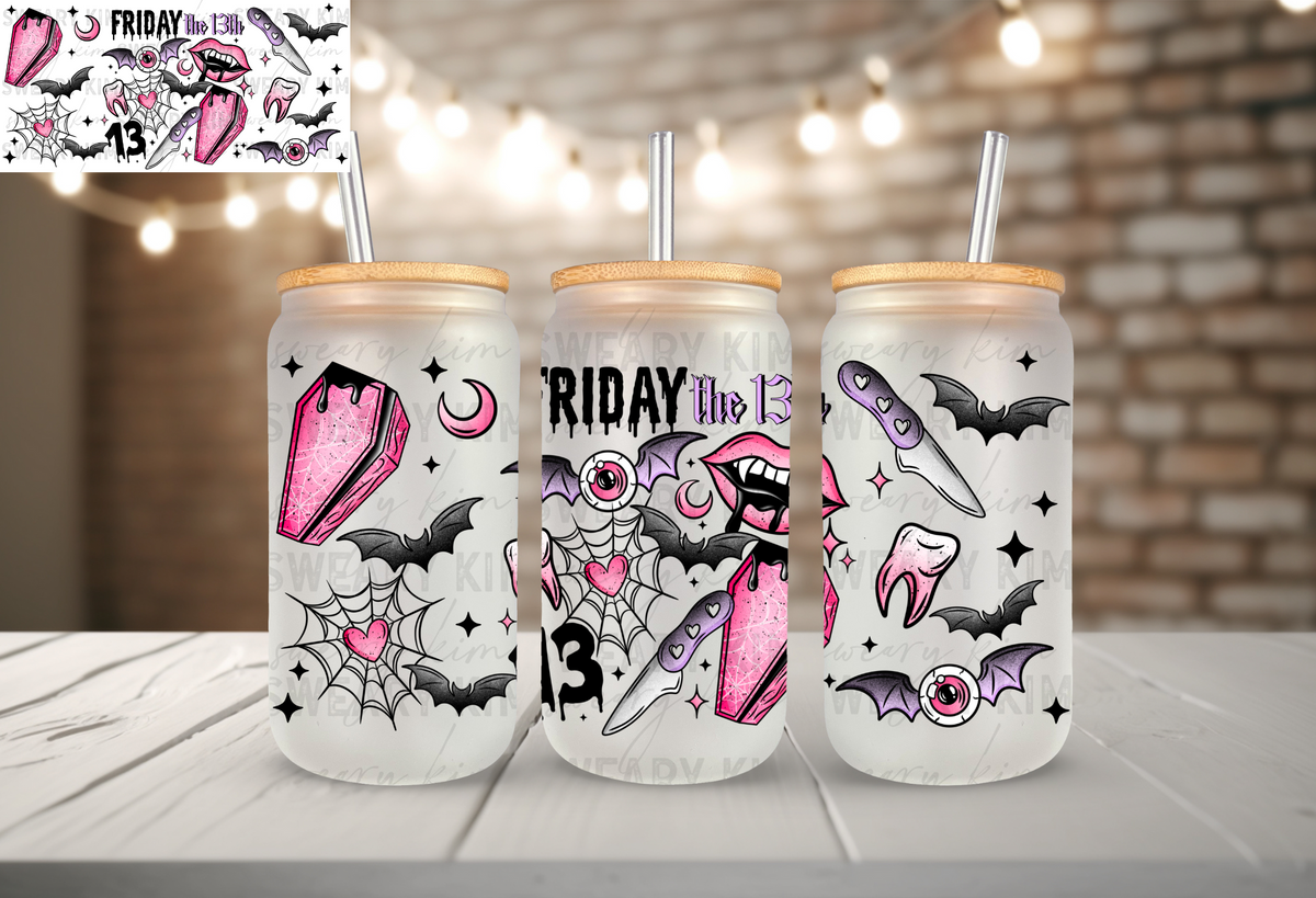 Friday The 13th Spooky Things UV Dtf 16oz glass can wrap