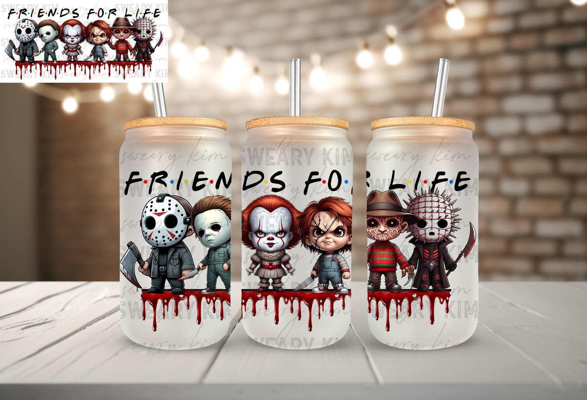 Friends For Life UV Dtf 16oz glass can wrap