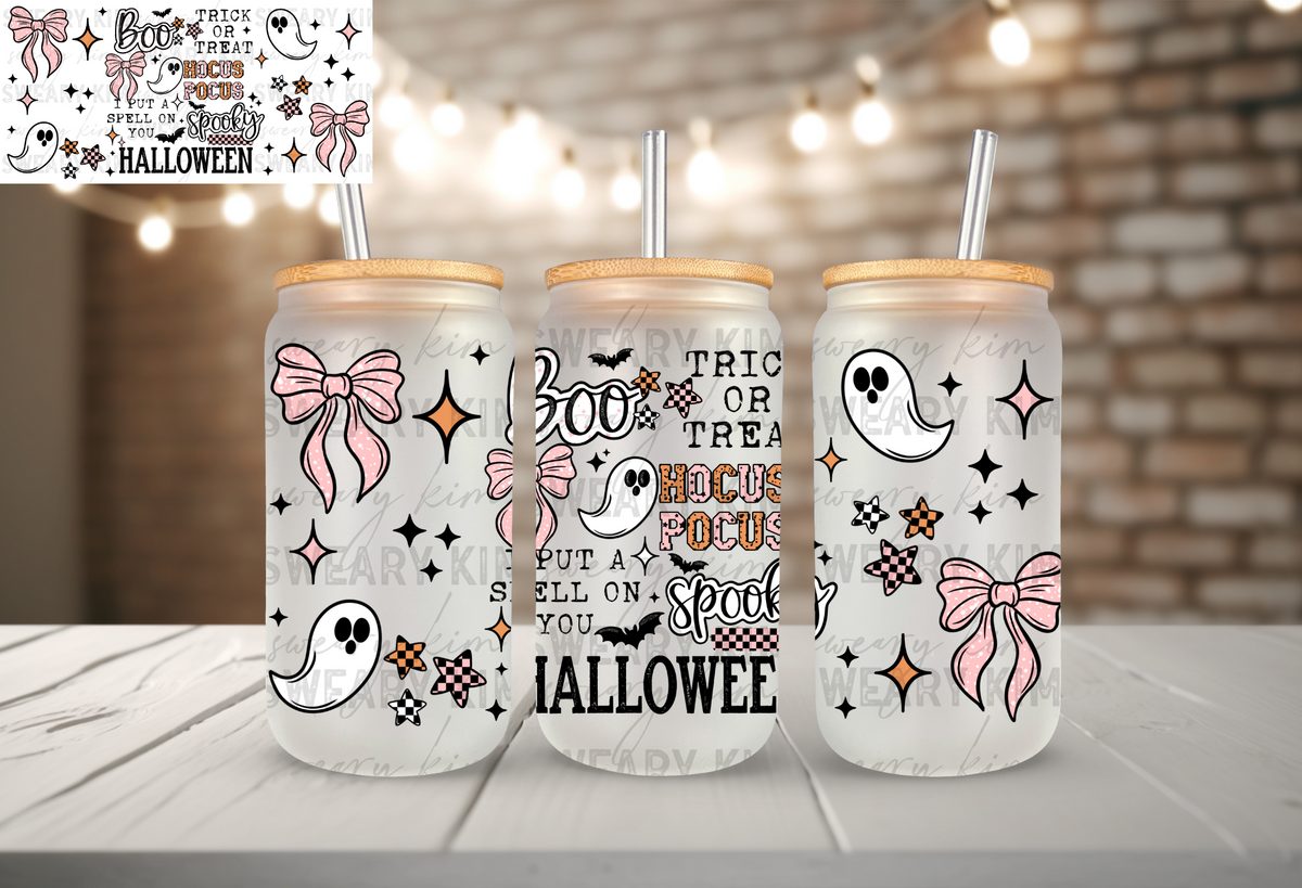 Girl Spooky Things UV Dtf 16oz glass can wrap