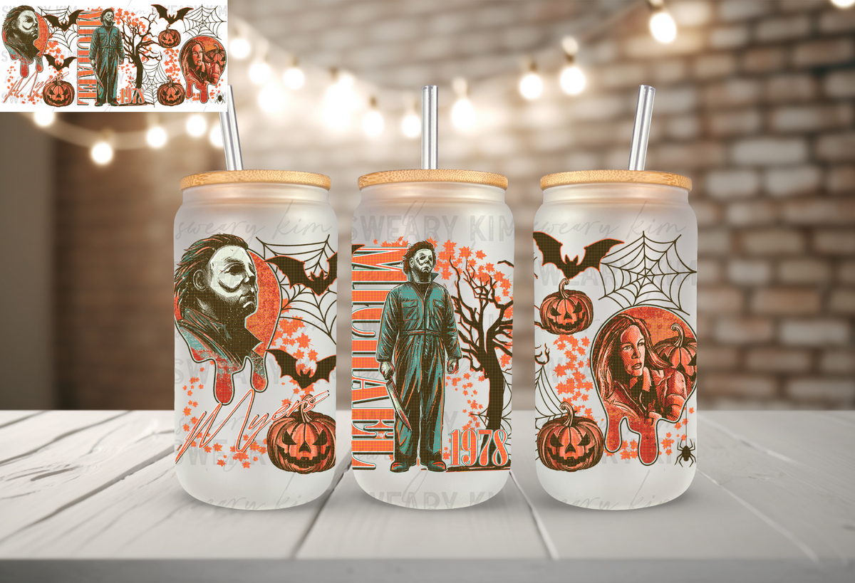 Digitized Mikey UV Dtf 16oz glass can wrap
