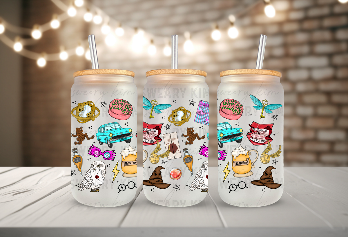 HP Collage UV Dtf 16oz glass can wrap