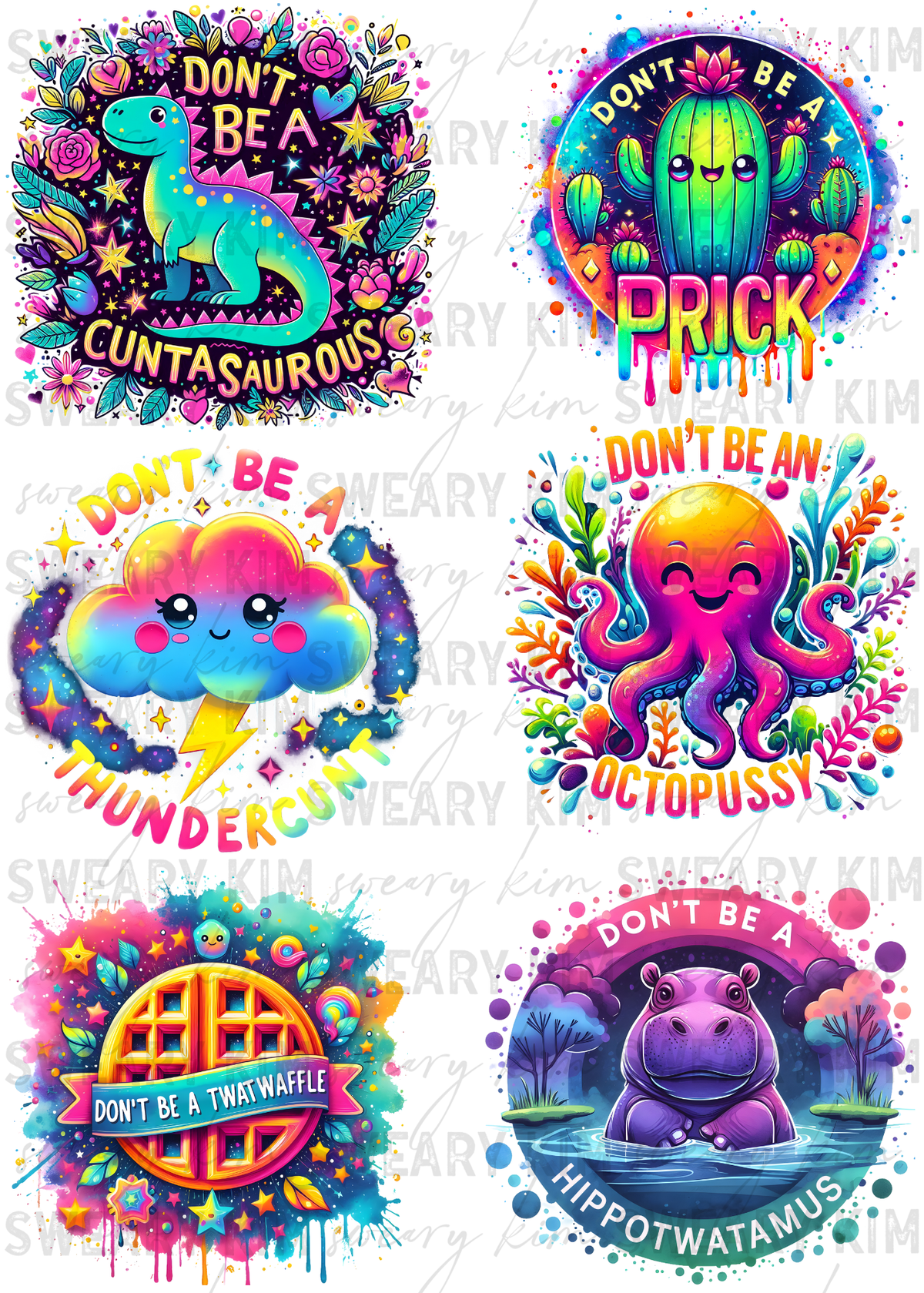 Colorful Sassy Decals UV Dtf Element Sheet