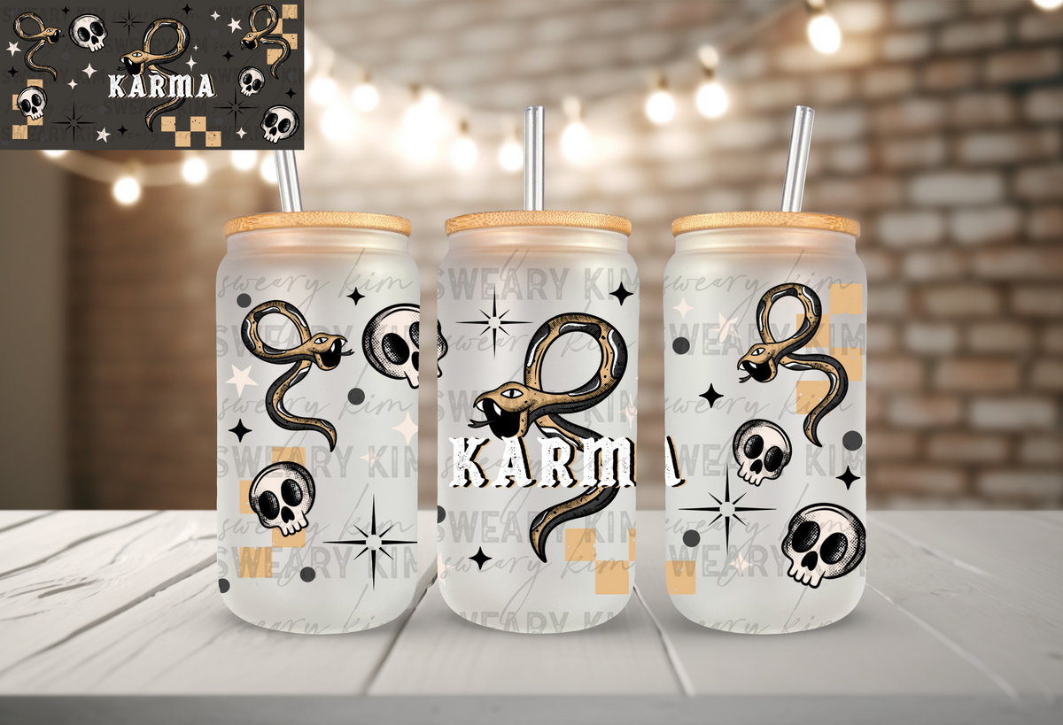 Karma Snake UV Dtf 16oz glass can wrap