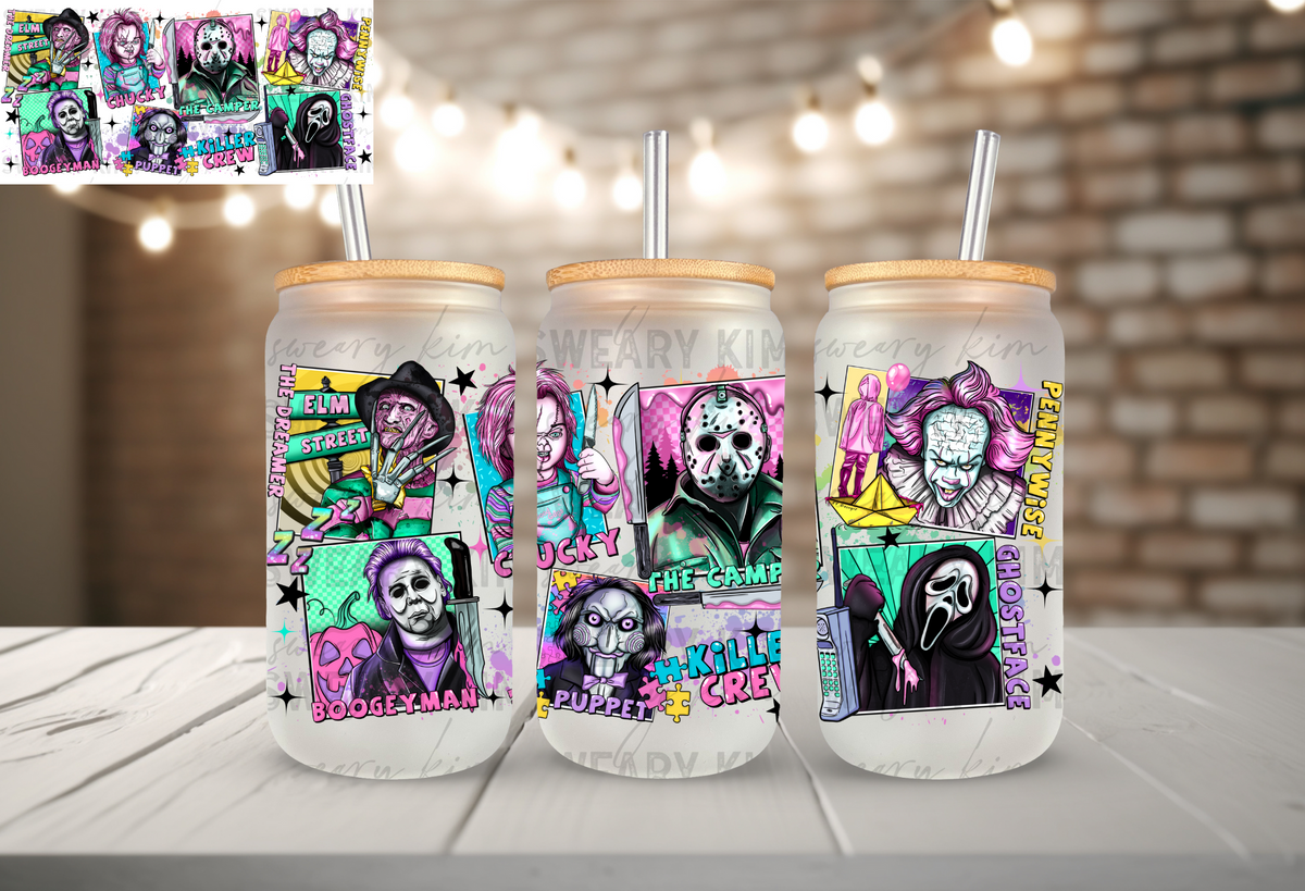 Killer Crew UV Dtf 16oz glass can wrap