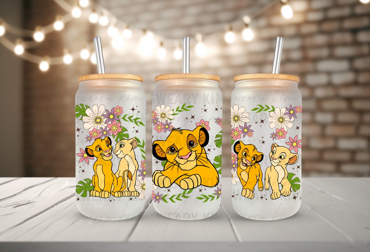 King Of The Jungle UV Dtf 16oz glass can wrap