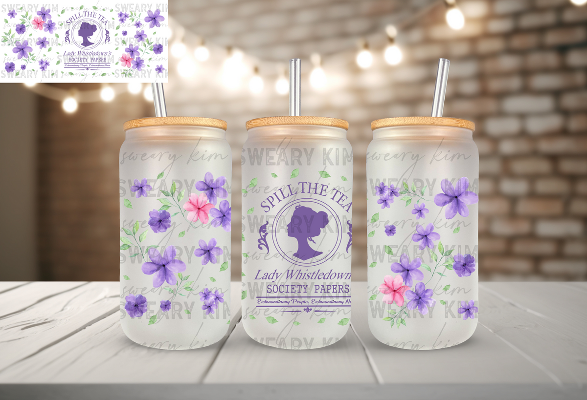 Lady Whistle UV Dtf 16oz glass can wrap