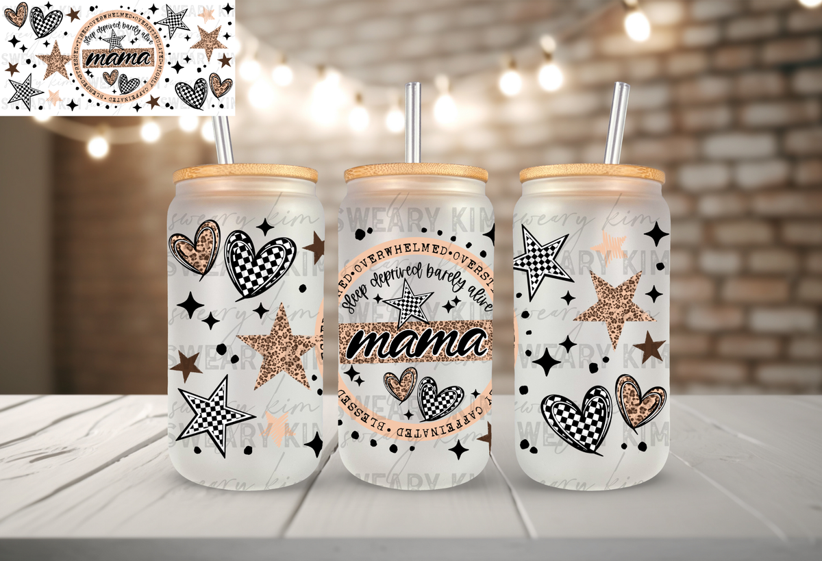 Retro Circle Quote Mama UV Dtf 16oz glass can wrap