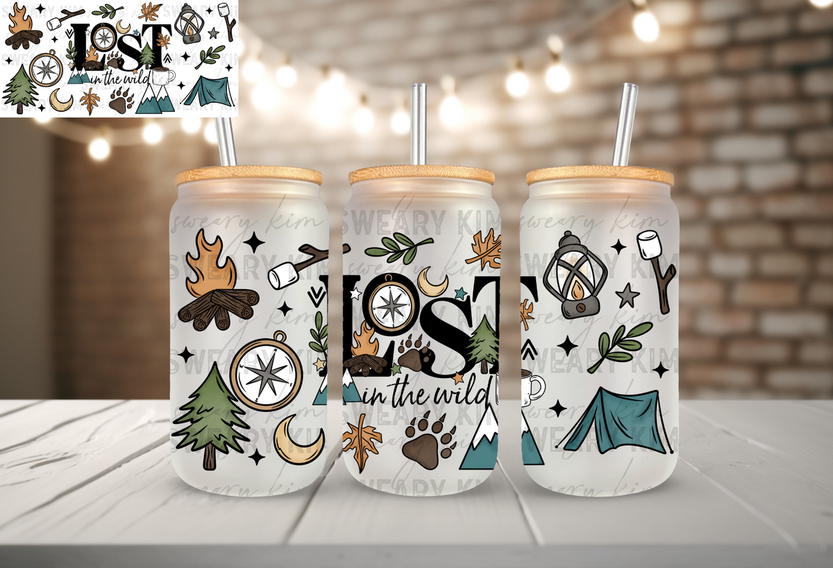 Lost In The Wild UV Dtf 16oz glass can wrap