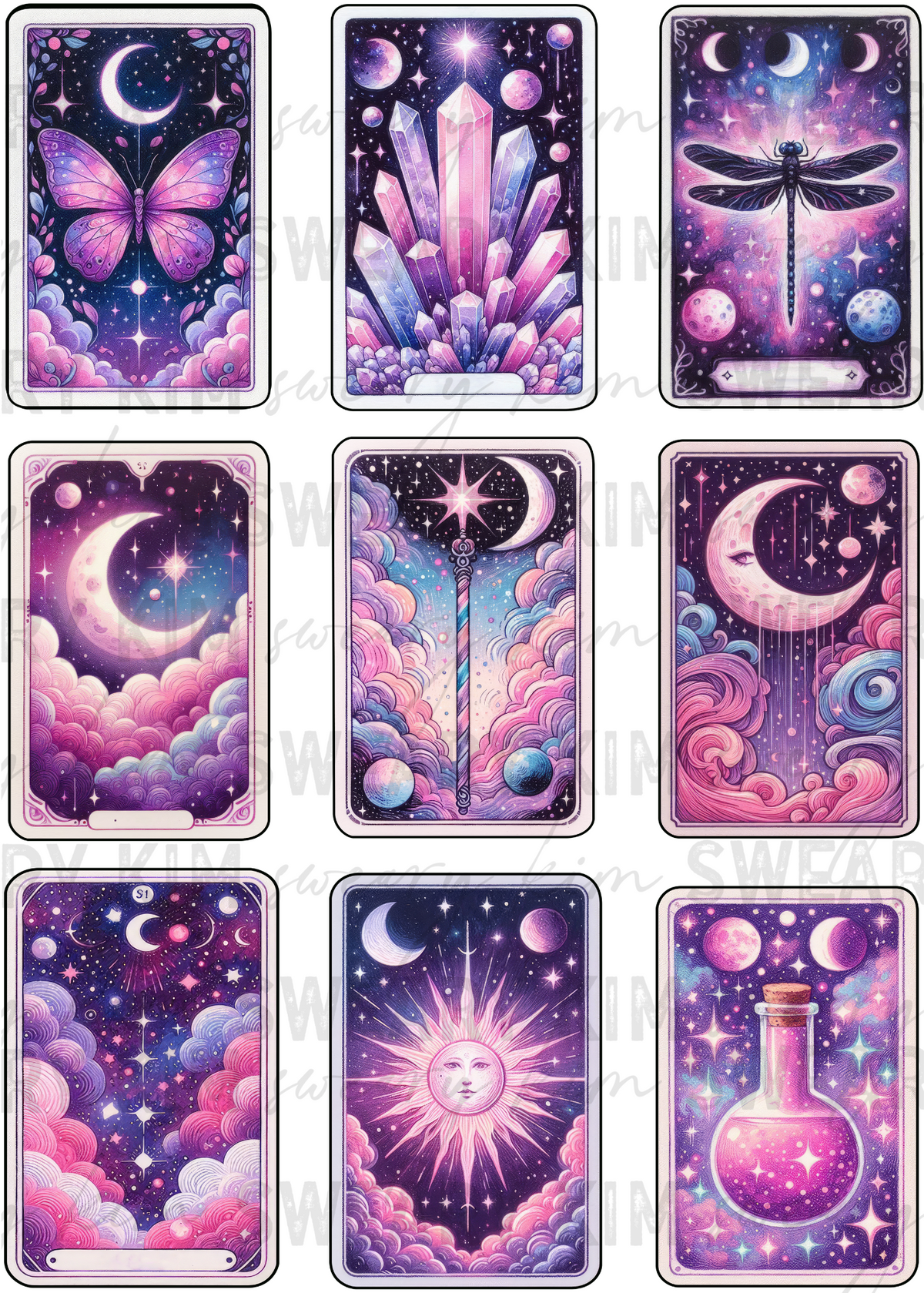 Celestial Whimsical Tarot UV Dtf Element Sheet