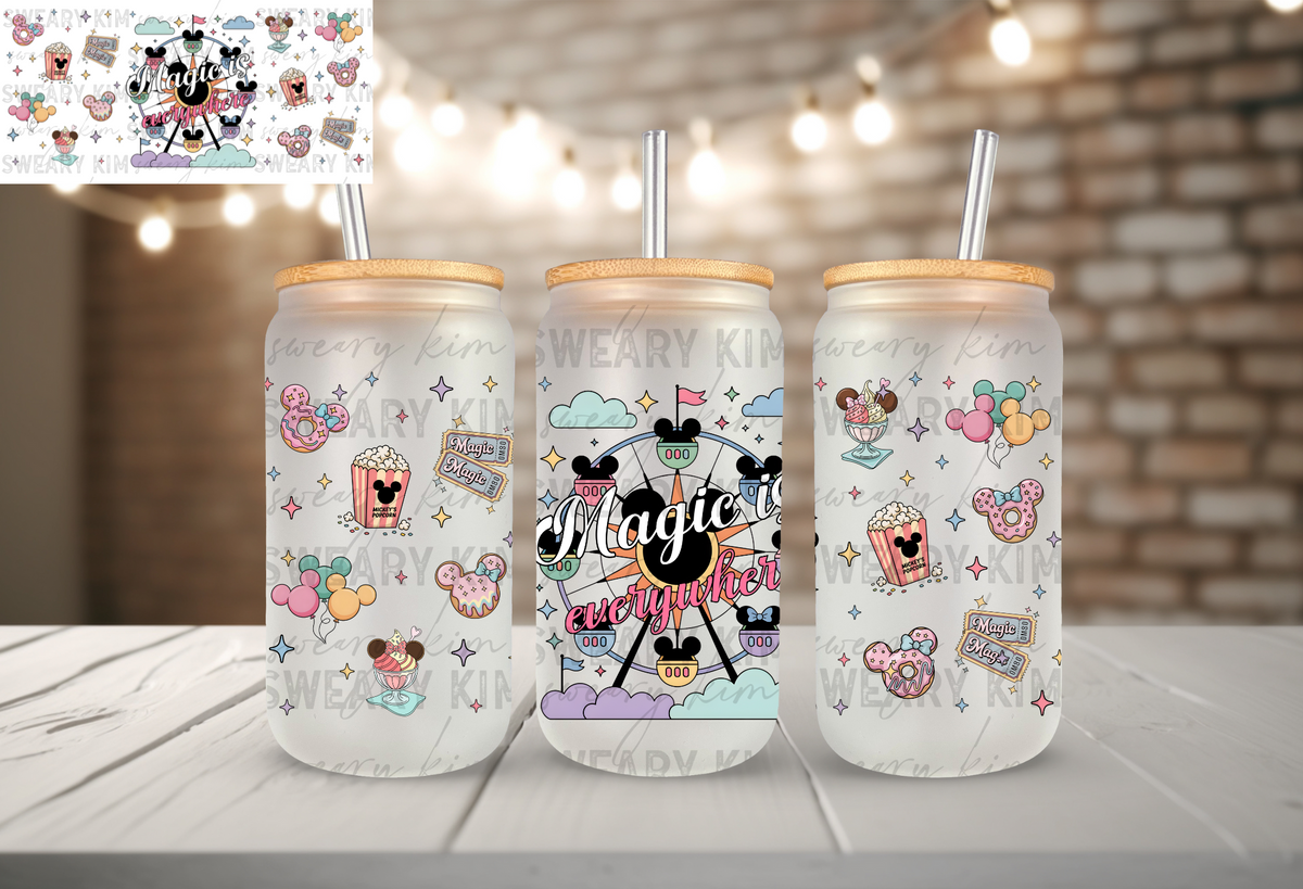 Magic Is Everywhere UV Dtf 16oz glass can wrap