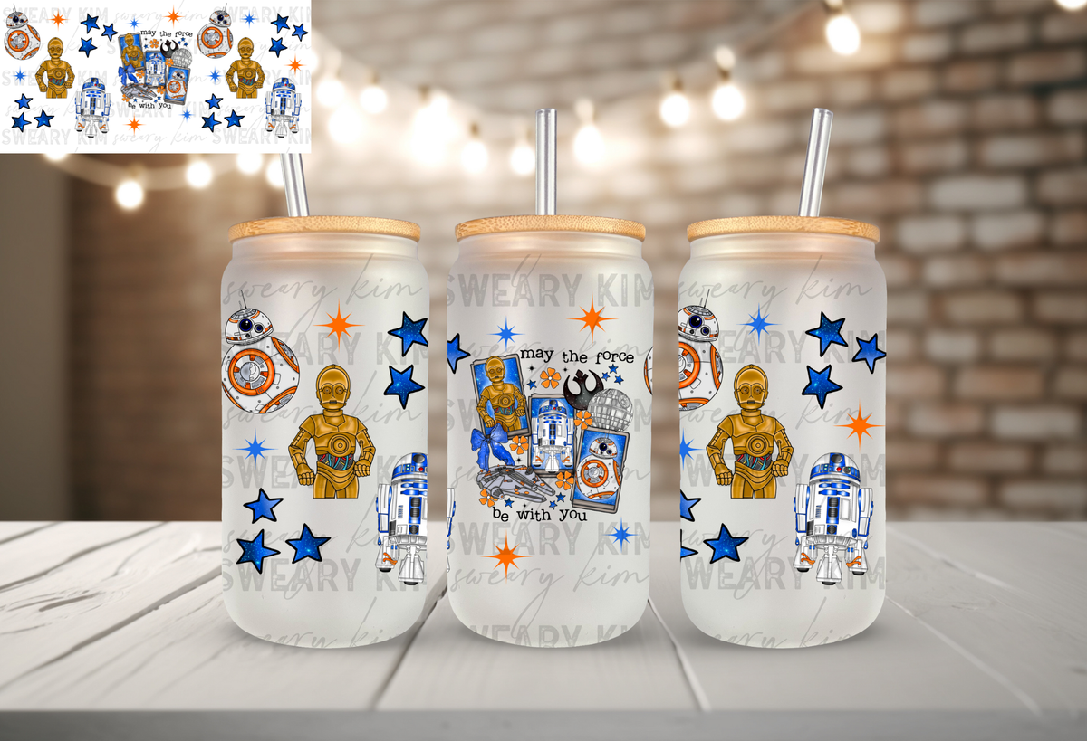 Force Be With You UV Dtf 16oz glass can wrap