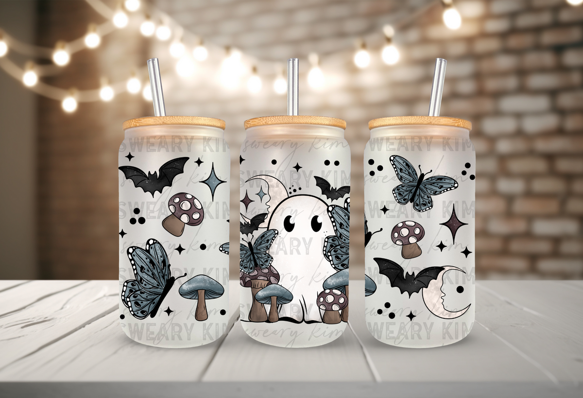 Mystic Midnight Ghost UV Dtf 16oz glass can wrap