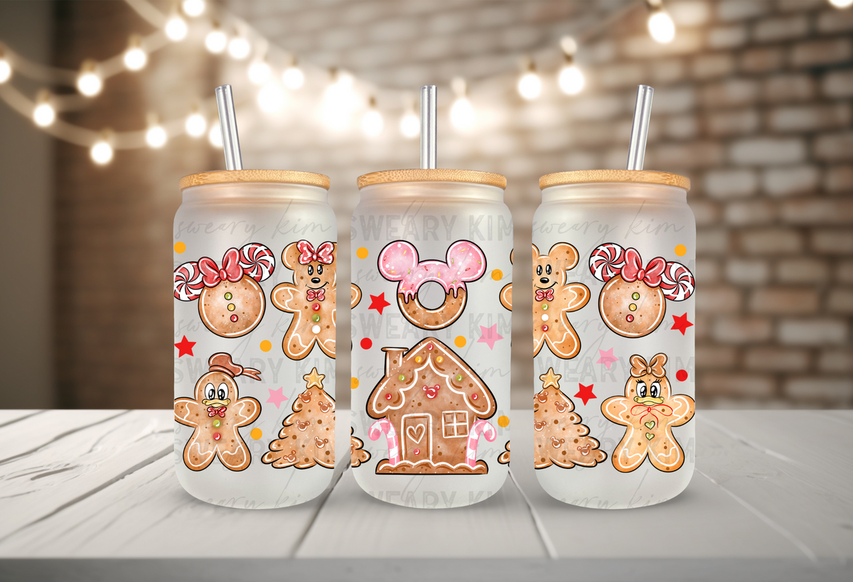 Mousy Gingerbreads UV Dtf 16oz glass can wrap