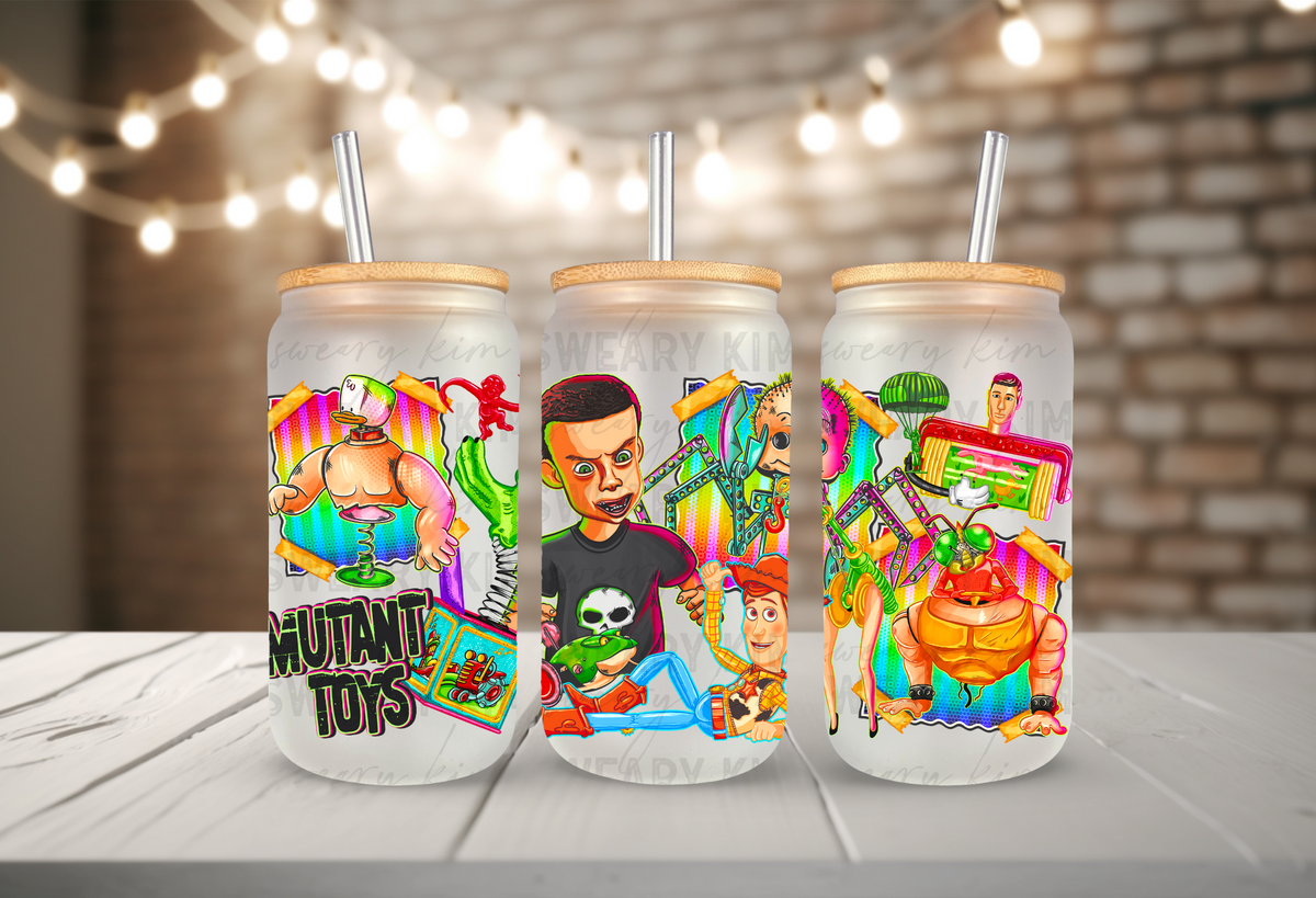 Mutant Boys Collage UV Dtf 16oz glass can wrap