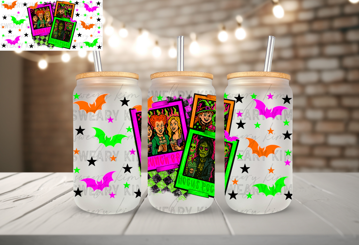 Bunch Of Hocus Pocus Ladies UV Dtf 16oz glass can wrap