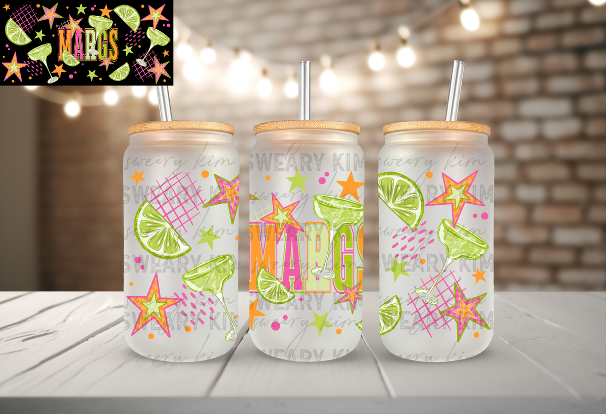 Neon Margs UV Dtf 16oz glass can wrap