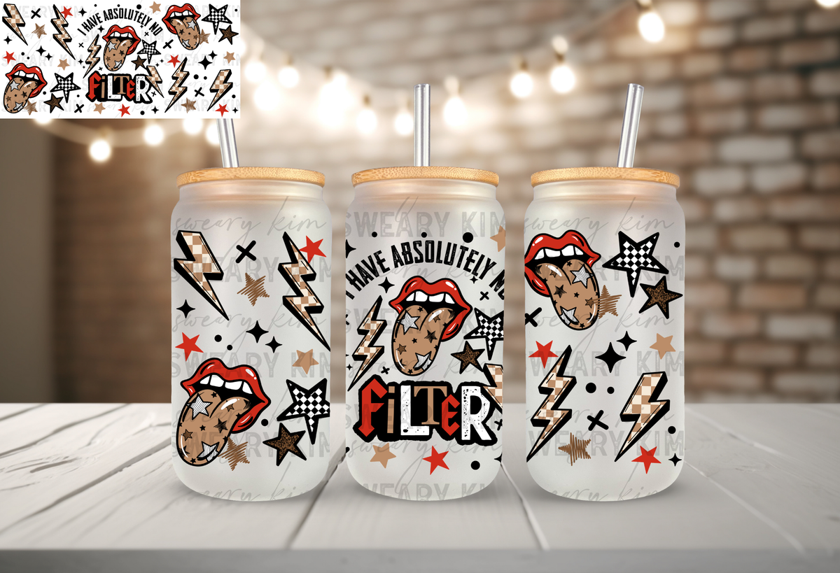 Absolutely No Filter UV Dtf 16oz glass can wrap