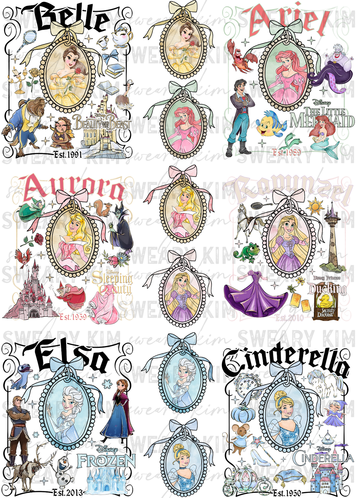 Princess Story Frames UV Dtf Element Sheet
