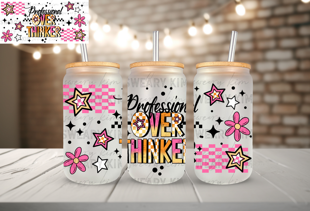 Professional Over Thinker UV Dtf 16oz glass can wrap