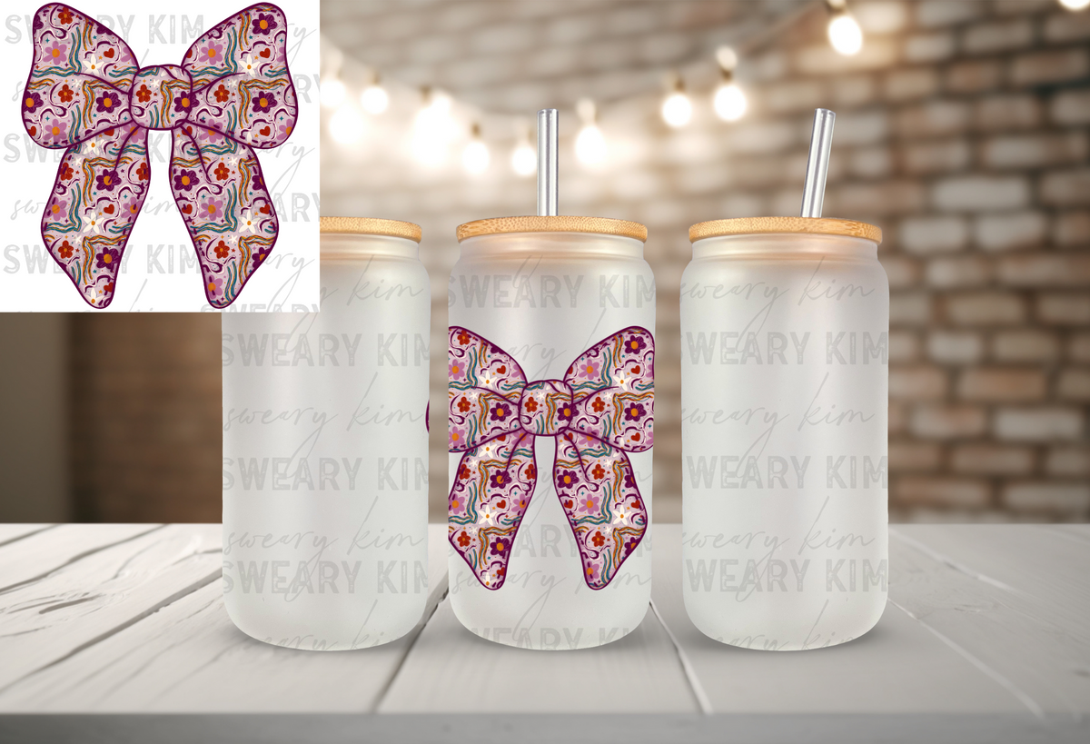 Pink & Purple Patterned Bow UV Dtf Decal
