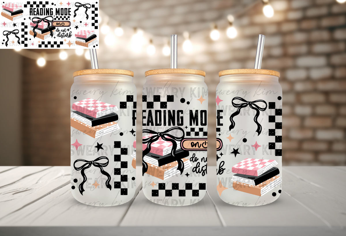 Reading Mode DND UV Dtf 16oz glass can wrap