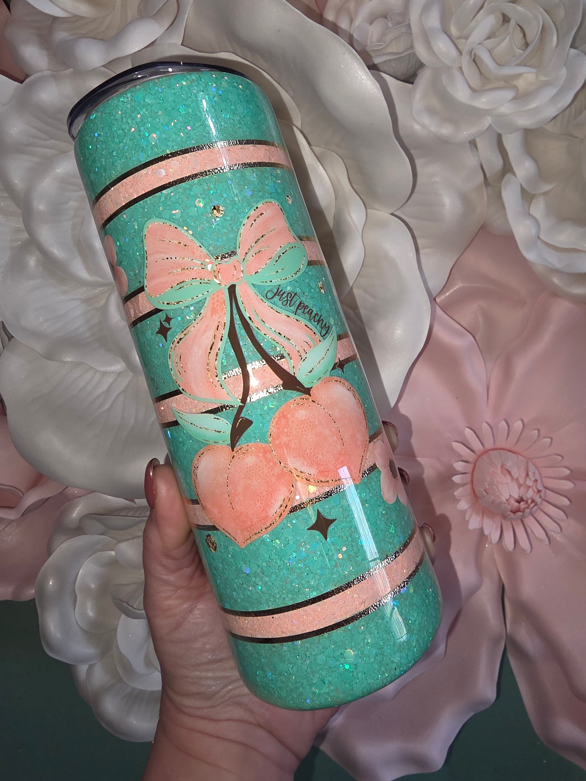 Just Peachy Glitter Epoxy Tumbler