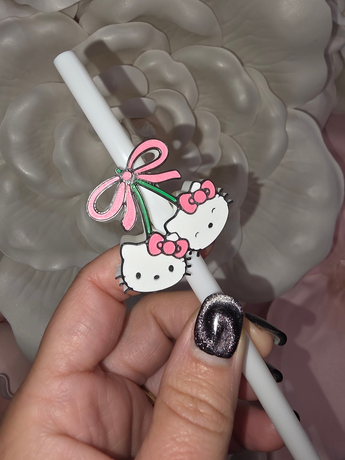 Kitty Cherries Straw Topper