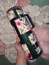 30oz Floral Patch Work Glitter Epoxy Tumbler