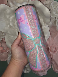 Pink Glitter Gift Bow Epoxy Tumbler