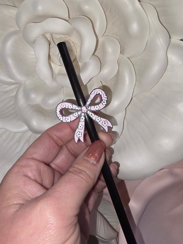 Daisy Bow Straw Topper