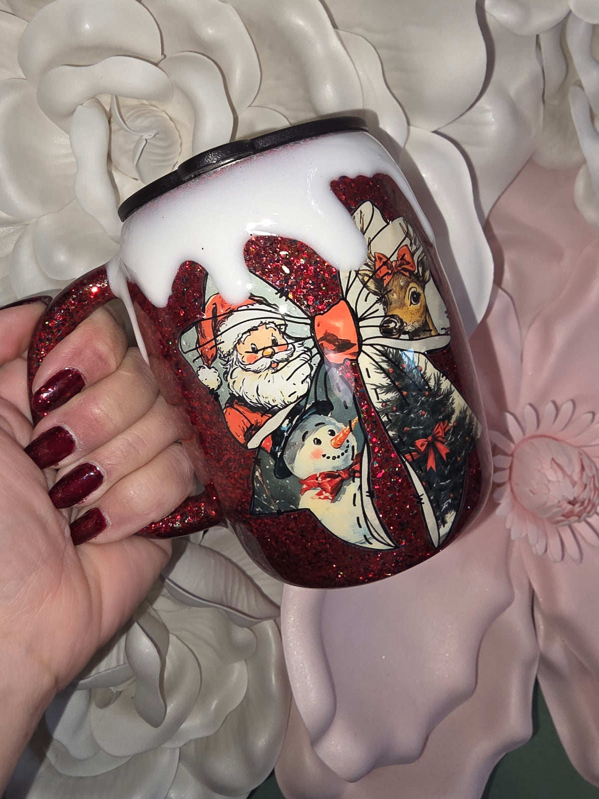 Classic Christmas Bow Glitter Epoxy Mug