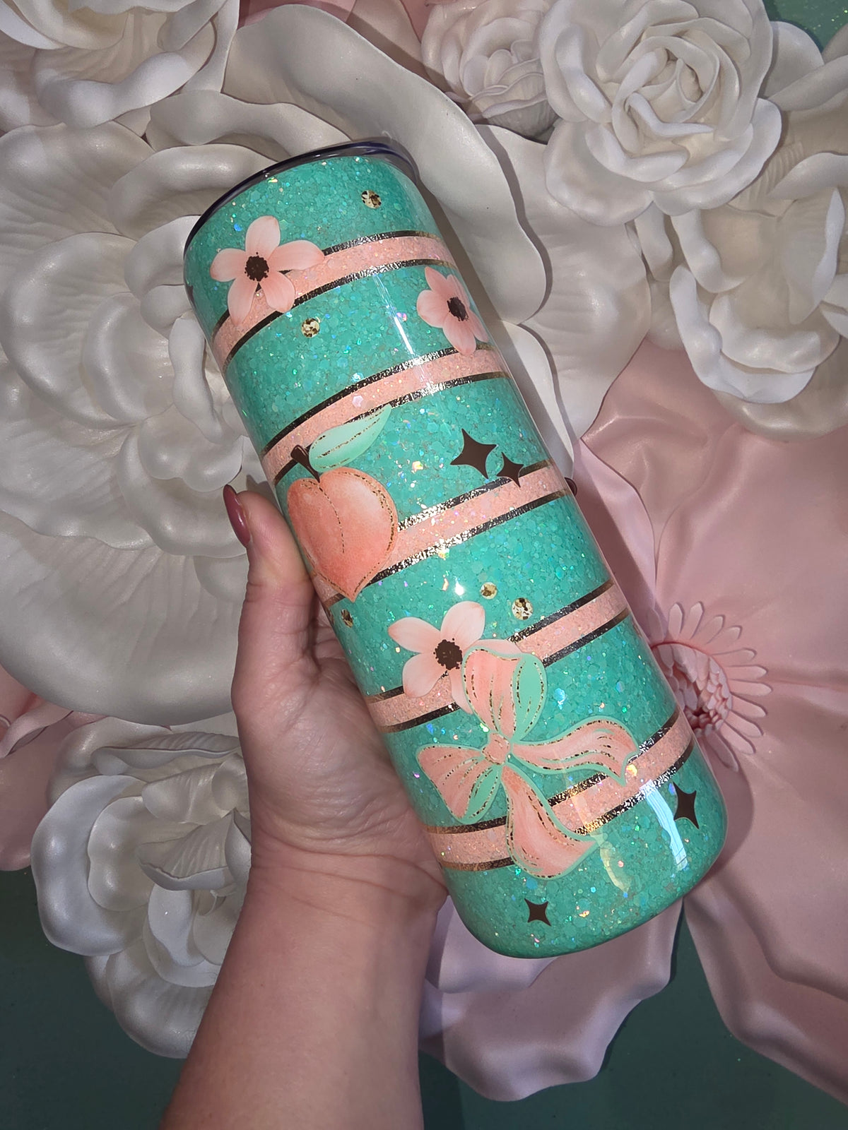 Just Peachy Glitter Epoxy Tumbler