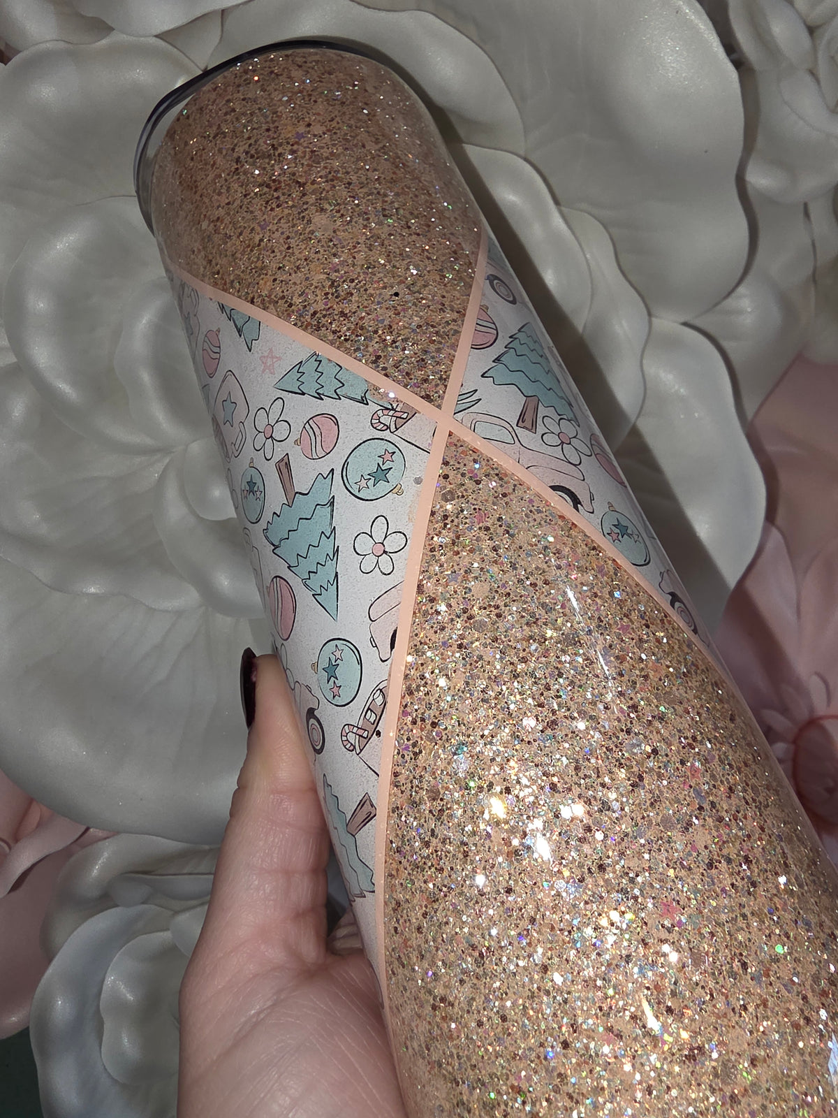 Pastel Christmas Truck Glitter Epoxy Tumbler